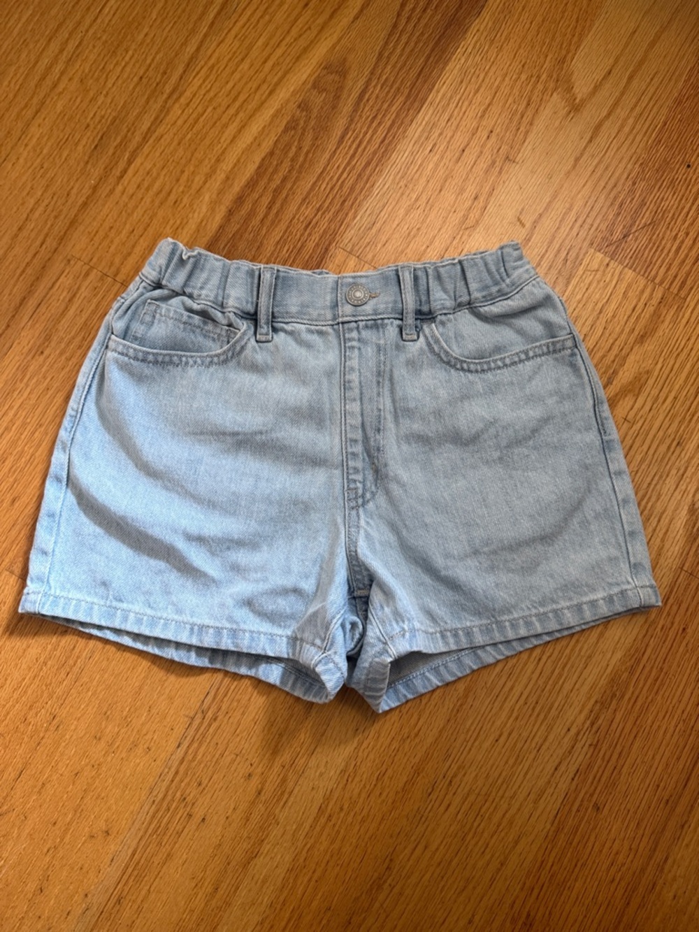 Light Wash Denim Kid’s Shorts - Casual High-Waist Style